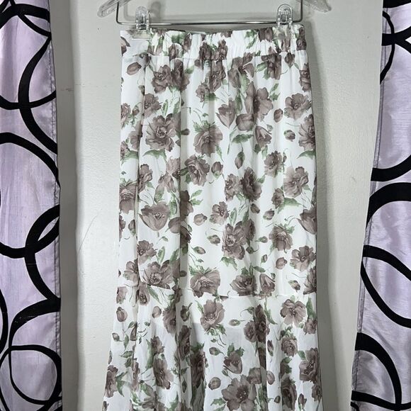 Floral chiffon midi skirt with ruffle hem - Picture 6 of 9